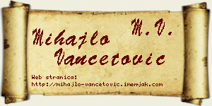 Mihajlo Vančetović vizit kartica